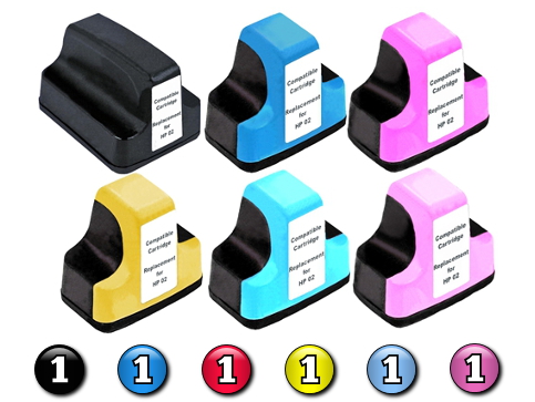 6 Pack Combo Compatible HP02 (BK/C/M/Y/LC/LM) ink cartridges